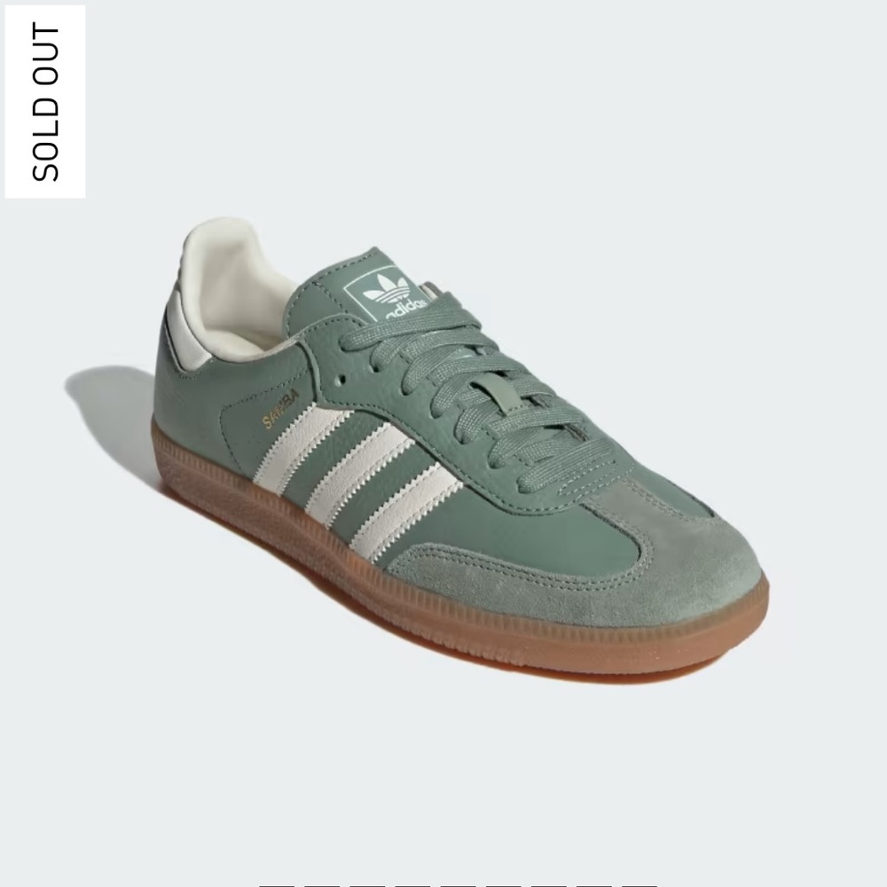 NWT Adidas Samba OG Originals Silver Green Sneakers Size Women’s 6.5 - Picture 2 of 15